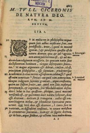 Philosophici libri M. T. Ciceronis philosophicorum librorum pars ..., 2. ... Continens, De Natura Deorum Libros III.