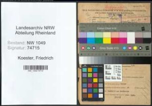 Entnazifizierung Friedrich Koester , geb. 19.03.1901 (Kaufmaennischer Angestellter)