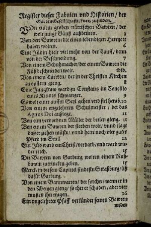 Register dieser Fabulen und Historien ...