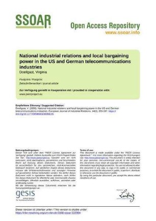 National industrial relations and local bargaining power in the US and German telecommunications industries