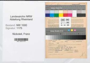 Entnazifizierung Franz Nickoleit, geb. 28.07.1904 (Beamter)