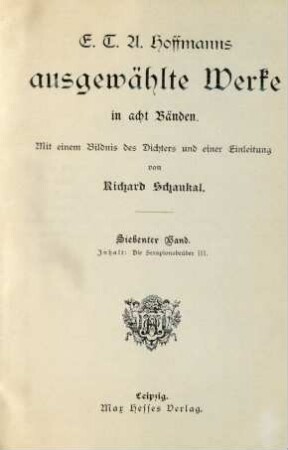 Bd. 7: Die Serapionsbrüder III.