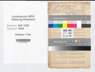 Entnazifizierung Fritz Kohnen , geb. 08.12.1903 (Justizsekretaer)