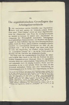 III. Die oranisatorischen Grundlagen der Arbeitgeberverbände