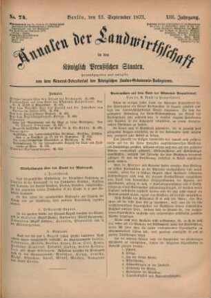 No. 74. Berlin, den 13. September 1873. XIII. Jahrgang.