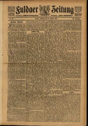 Erste Ausgabe vom Dienstag, den 31. Oktober 1905.