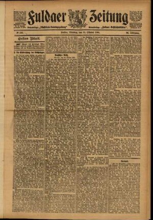 Erste Ausgabe vom Dienstag, den 31. Oktober 1905.