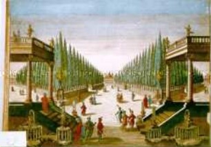 Guckkasten-Bild eines orientalischen Gartens