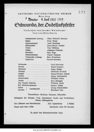 Schwanda, der Dudelsackpfeifer