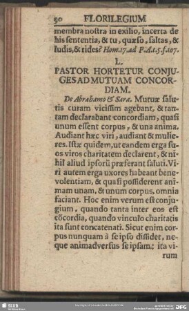 L. Pastor Hortetur Conjuges Ad Mutuam Concordiam