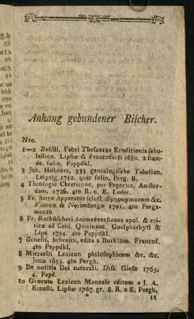 1r-7r, Anhang bebundener Biicher; Landkarten.