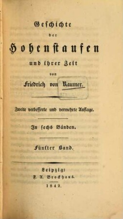 Geschichte der Hohenstaufen und ihrer Zeit, 5