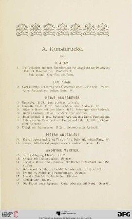 A. Kunstdrucke (Nr. 1-399)