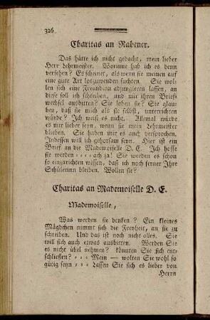 Charitas an Mademoiselle D. E.