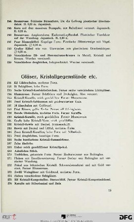 Gläser, Kristallgegenstände etc. (Nr. 251-290)