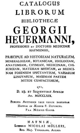 Catalogus librorum bibliothecæ Georgii Heuermanni