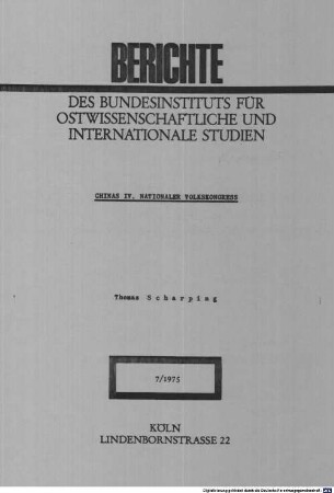 Chinas IV. Nationaler Volkskongress