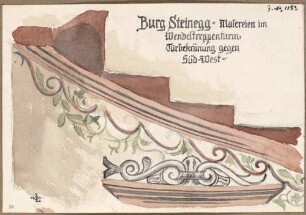 Steinegg Burg Steinegg Malereien im Wendeltreppenturm an der Türbekrönung gegen Südwest