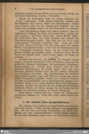 Die einfache Linse. (Landschaftslinse).