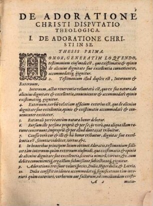 De Adoratione Christi : Disputatio Theologica, ...