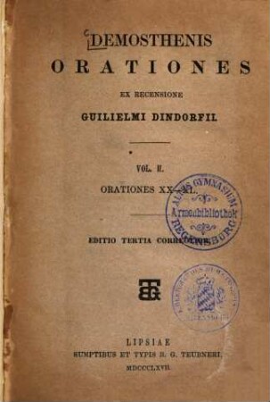 Demosthenis orationes. 2, Orationes XX - XL