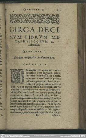 Circa Decimum Librum Metaphysicorum Aristotelis
