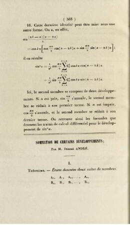 Sommation de certains développements.