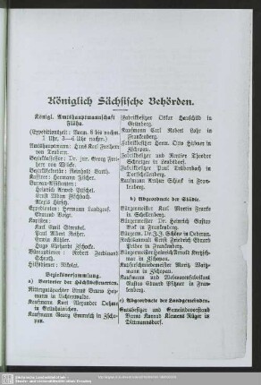 Behördenverzeichnis : Königlich Sächsische Behörden