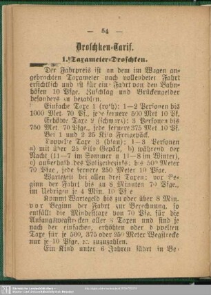 Droschken-Tarif