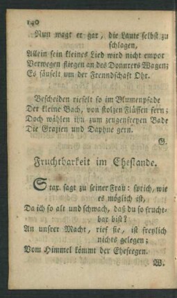 Fruchtbarkeit im Ehestande.