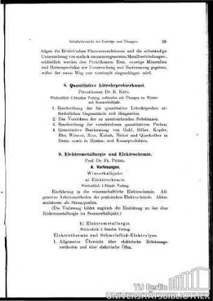 9. Elektrometallurgie und Elektrochemie