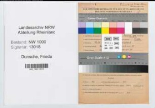 Entnazifizierung Frieda Dunsche, geb. 12.10.1918 (Postassistentin)