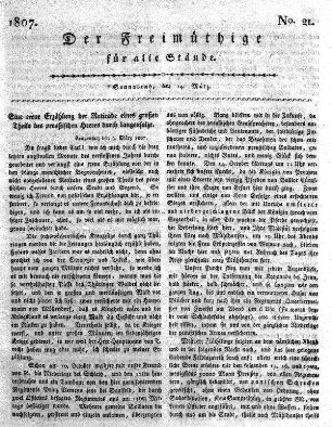 No. 21, Sonnabend, den 14. März 1807