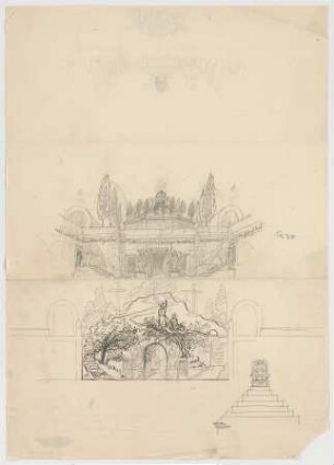 Thiersch, August ; München; Bestattungspark, Projekt - Halle (Perspektive, Studie)