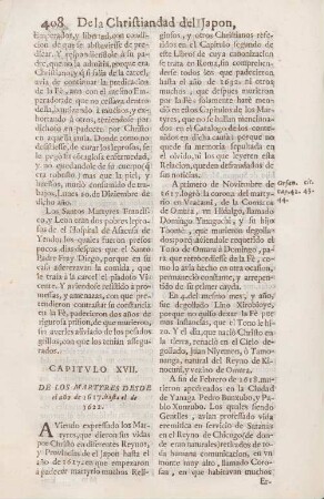 Capitulo XVII. De los martyres desde el ano de 1617. hasta el de 1622.