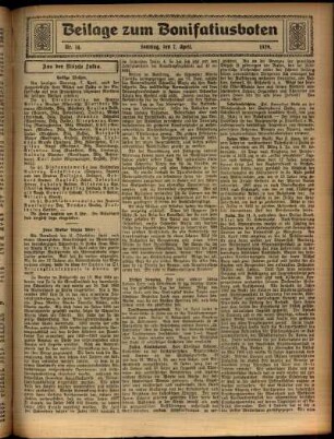 Zweite Ausgabe vom Sonntag, den 07. April 1929.