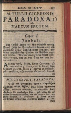 M. Tullii Ciceronis Paradoxa Ad Marcum Brutum