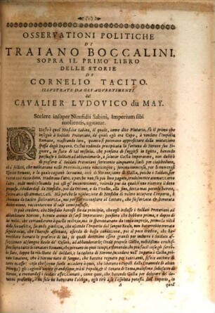La Bilancia Politica Di Tutte Le Opere Di Traiano Boccalini, 2. Nella quale si comprendono Le Osservationi, Et Considerationi Politiche Sopra Il Primo Libro Delle Storie Di Cornelio Tacito. & sopra La Vita Di Givlio Agricola