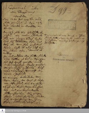 Reisetagebuch von Georg Heinrich Neubauer.