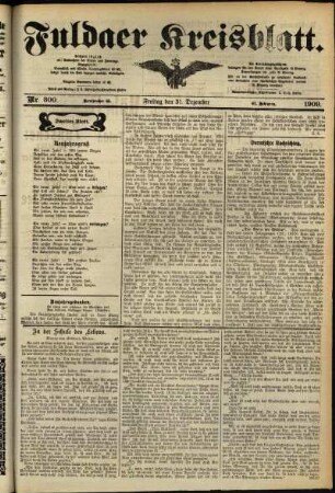Zweite Ausgabe vom Freitag, den 31. Dezember 1909.