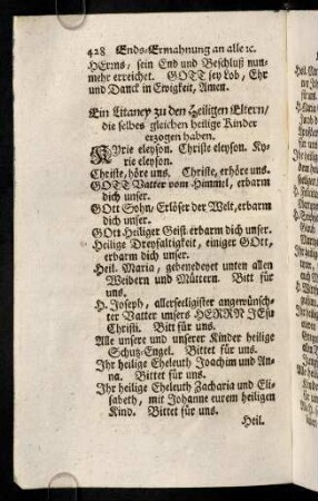 428-432, Ein Litaney zu den heiligen Eltern ...; ...