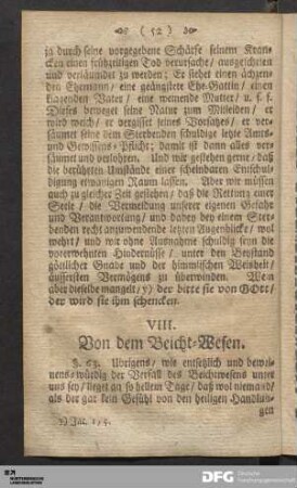 VIII. Von dem Beicht-Wesen.