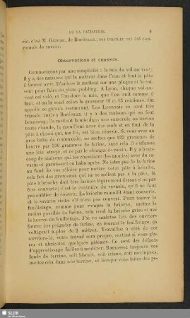Observations et conseils
