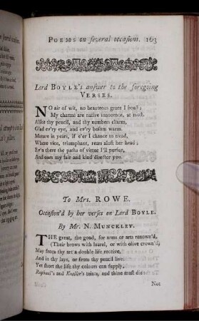Lord Boyle's answer to the foregoing Verses