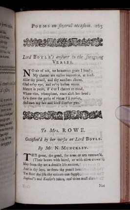 Lord Boyle's answer to the foregoing Verses