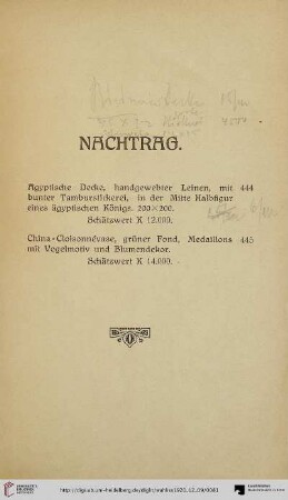 Nachtrag (Nr. 444-445)
