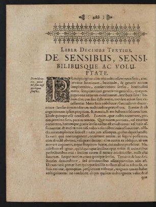Liber Decimus Tertius, De Sensibus, Sensibilibusque Ac Voluptate.