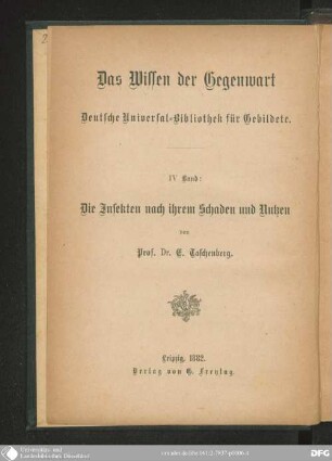 Die Insekten nach ihrem Schaden und Nutzen