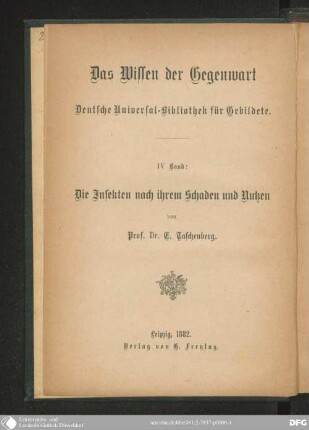 Die Insekten nach ihrem Schaden und Nutzen