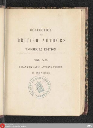 Oceana or England and her colonies
